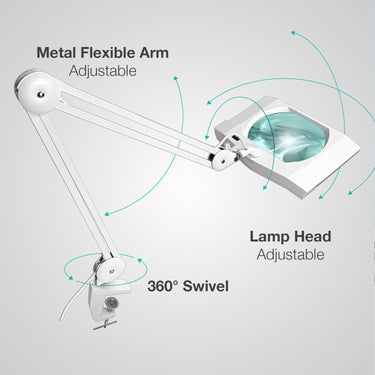 3 Diopter (1.75X) LED Magnifying Lamp with Clamp - Rectangle Head