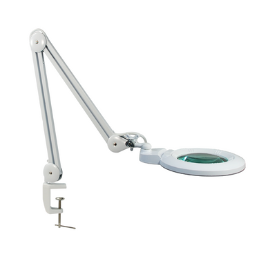 3, 5 & 8 Diopter LED Magnifying Lamp with Clamp – 3 Interchangeable 5-inch Glass Lenses