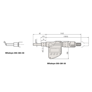 0-25.4mm (0-1″) 1μm 25mm/1" Spherical Digimatic Micrometer Head Mitutoyo-350-383-32