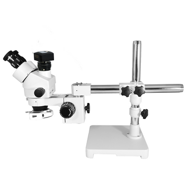3.5X-45X Widefield Zoom Stereo Microscope, Trinocular, Single Arm Boom Stand with Arbor, LED Light + 5M CMOS Digital Camera