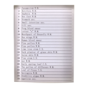 25 Prepared Microscope Slides Specimen Set, General Biology