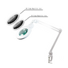 3, 5 & 8 Diopter LED Magnifying Lamp with Clamp – 3 Interchangeable 5-inch Glass Lenses, SKU MG16304110, three quarter front view
