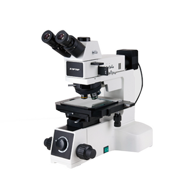 50-1000X LED Dual Illuminated Light XY Stage Travel Distance 105x105mm Trinocular Transmitted/Reflected Metallurgical Microscope, SKU MT05150313, three quarter front view