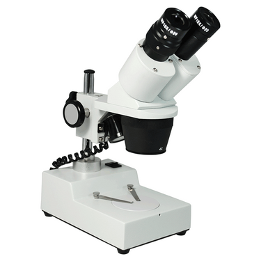 20X/40X Widefield Stereo Microscope, Binocular, Post Stand, LED Top Light (Fixed Head)