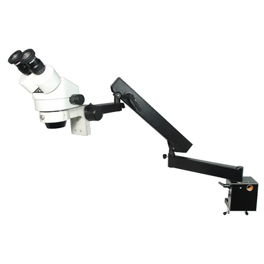 7X-45X Widefield Zoom Stereo Microscope, Binocular, Flexible Articulating Arm Table Clamp (Siedentopf)