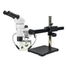 8-65X Ball Bearing Boom Stand Halogen Light Binocular Parallel Zoom Stereo Microscope, SKU PZ02080262, three quarter front view