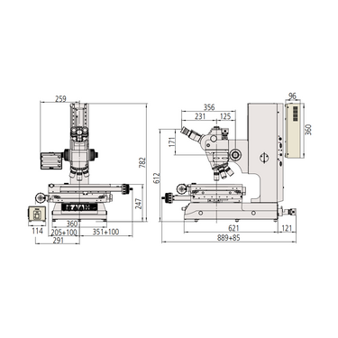 20-1000X LED Dual Illuminated Light XY Stage Travel Distance 200x170mm Measuring Microscope (Bright/Dark Field, Measuring Range: 200x170, Z-Axis Measurement) Mitutoyo-176-988-13