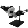 6.6X-51X WF Binocular Zoom Stereo Microscope + Boom Cross Dual Arm Stand, SKU SZ02050521, three quarter front view
