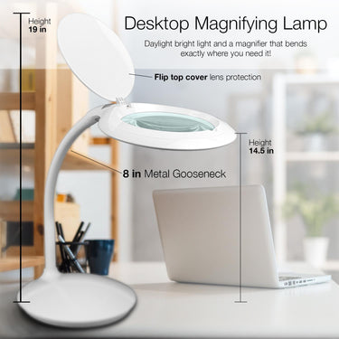 3 Diopter (1.75X) LED Desk Magnifying Lamp, Adjustable Metal Gooseneck for Reading, Crafts, Hobbies