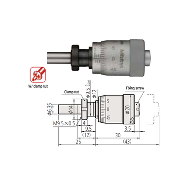 0-0.50″ Mechanical Micrometer Head Graduation 0.001″ 0.5" Flat with Clamp Nut Mechanical Micrometer Head (Thimble Diameter: Dia. 20mm) Mitutoyo-148-360-10