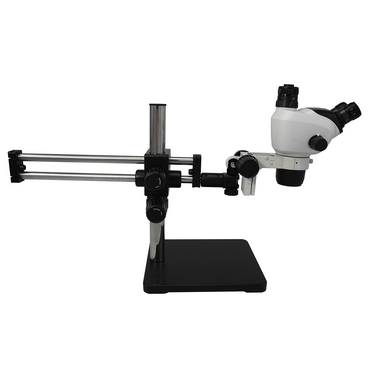 6.6X-51X Widefield Zoom Stereo Microscope, Trinocular, Double Arm Boom Stand