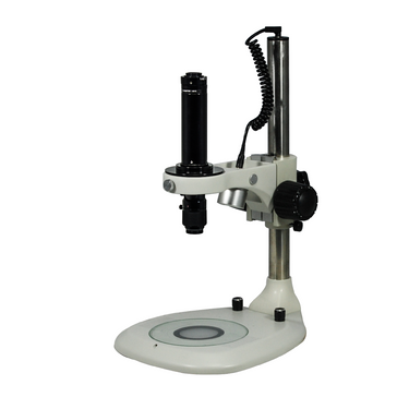 0.7-4.5X Post Stand LED Dual Illuminated Light  Video Zoom Microscope, SKU MZ02120111, three quarter front view
