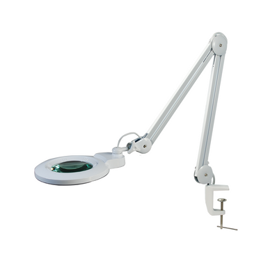 8 Diopter (3X) LED Magnifying Lamp with Clamp – 5-inch Glass Lens (Removable)