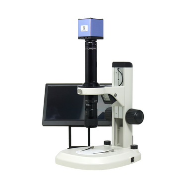 0.58-7X 2.0 Megapixels CMOS Track Stand LED Dual Illuminated Light  Video Zoom Microscope, SKU MZ02130213, three quarter front view