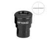 WF 10X Widefield Focusable Microscope Eyepiece with Reticle, X-Axis Crosshair, High Eyepoint, 30mm, FOV 22mm, Adjustable Diopter (One), SKU SZ04023241, three quarter front view