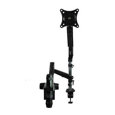 0.35X-2.25X Industrial Inspection Video Zoom Microscope, Pneumatic Arm Post Clamp Stand + Monitor Holder