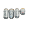 Infinity-Corrected Plan Achromatic Microscope Objective Lens Set 4X 10X 40X 100X, SKU BM14043031, three quarter front view