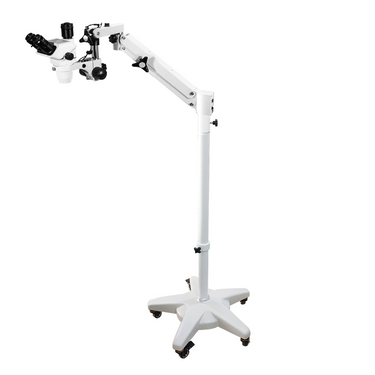 6.7-45X Pneumatic Arm Trinocular Zoom Stereo Microscope, SKU SZ02060771, three quarter front view