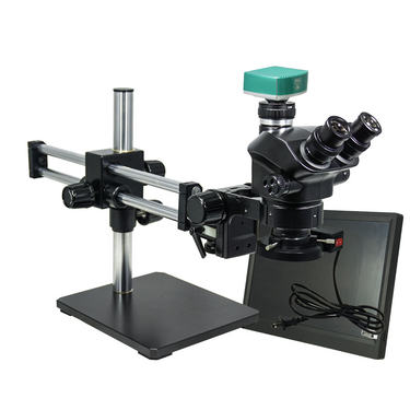 2.0 Megapixels 7-50X CMOS ESD Safe Dual Arm Stand Fluorescence Light ESD Trinocular Zoom Stereo Microscope SZ02090553