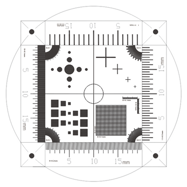 Microscope Stage Calibration Slide (Glass) Multi-Functional Micrometer (Dot, Cross Line, Square, Net Grid Checkerboard), SKU RT20221103, three quarter front view