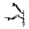 Microscope Monitor Dual Arm Stand, Post Clamp, 39mm Focus Rack, SKU ST02071721, three quarter front view