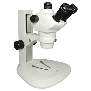 8X-50X Widefield Zoom Stereo Microscope, Trinocular, Track Stand (Track Length 300mm) Fan Shaped Base