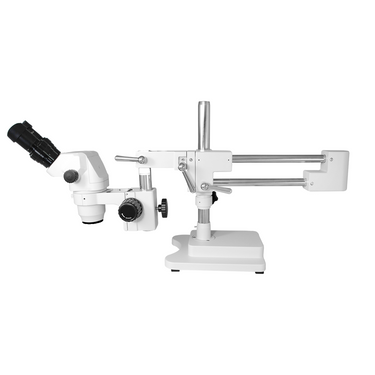 6.5X-45X Super Widefield Zoom Stereo Microscope, Binocular, Double Arm Boom Stand with Arbor