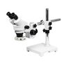 3.5X-45X Widefield Zoom Stereo Microscope, Binocular, Single Arm Boom Stand with Arbor, LED Light, SKU SZ02010424, three quarter front view