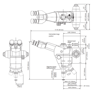 1X/2X Focus Distance 50mm  Laser Video Microscope Body (FS70Z-THS), SKU Mitutoyo-378-185-4, three quarter front view