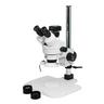 3.5-90X 3.0 Megapixels CMOS Post Stand Fluorescence Light Trinocular Zoom Stereo Microscope, SKU SZ02010238, three quarter front view