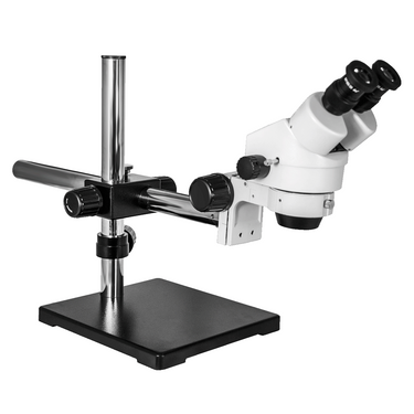 7X-45X Widefield Zoom Stereo Microscope, Binocular, Single Arm Boom Stand (Siedentopf)