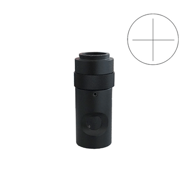 1X Adjustable Microscope Camera Coupler C-Mount Adapter 25.4mm with Cross Line Reticle, SKU MZ02016411, three quarter front view
