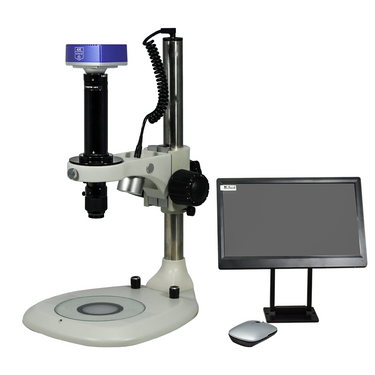 0.7-4.5X 8 Megapixels CMOS Post Stand LED Dual Illuminated Light  Video Zoom Microscope, SKU MZ02120112, three quarter front view