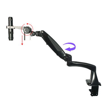 0.35X-2.25X Industrial Inspection Video Zoom Microscope, Pneumatic Arm Clamp Stand