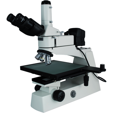 40-400X Halogen Coaxial Reflection Light XY Stage Travel Distance 305x305mm Trinocular Metallurgical Microscope, SKU MT13030343, three quarter front view