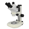 8X-50X Widefield Zoom Stereo Microscope, Trinocular, Track Stand (Track Length 280mm) LED Top and Bottom Light, Fan Shaped Base, SKU SZ02030042, three quarter front view