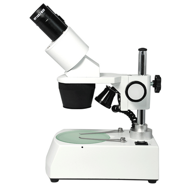 10X/30X Widefield Stereo Microscope, Binocular, Post Stand, LED Top and Bottom Light, Bright Field (Fixed Head) Portable