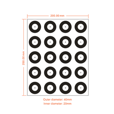 40mm Target Inner Diameter (ID) 20mm Manufacturing Precision ±5μm Film Concentric Ring Calibration Target (200x250mm 4x5) CT20041101
