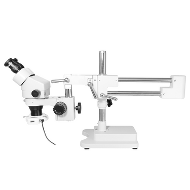 3.5X-45X Widefield Zoom Stereo Microscope, Binocular, Double Arm Boom Stand, LED Light