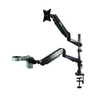 Microscope Monitor Dual Arm Stand, Post Clamp, 76mm Focus Rack, SKU ST02071722, three quarter front view