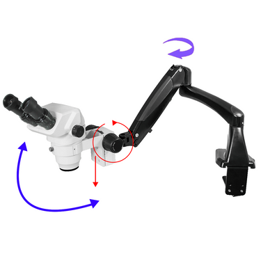 6.5X-45X Super Widefield Zoom Stereo Microscope, Binocular, Pneumatic Articulating Arm Table Clamp