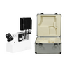 40-400X LED Coaxial Transmitted Light Inverted Portable Inverted Biological Microscope, SKU BM09030102, three quarter front view