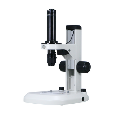 0.7-4.5X Track Stand LED Dual Illuminated Light  Video Zoom Microscope, SKU MZ02120211, three quarter front view