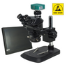 2.0 Megapixels 7-50X CMOS ESD Safe UV FREE LED Light Post Stand ESD Trinocular Zoom Stereo Microscope, SKU SZ02090135, three quarter front view