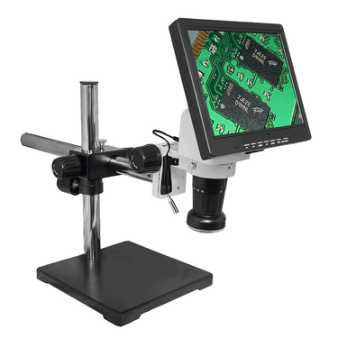 LED Video Microscope, LCD 10 in. Monitor, Industrial Inspection, Boom Stand
