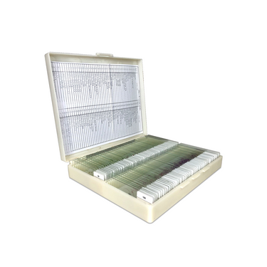 200 Prepared Microscope Slides Specimen Set, Plant Animal Human Anatomy Cells, SKU SL39901009, three quarter front view