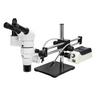 8-80X Halogen Light Dual Arm Stand Trinocular Parallel Zoom Stereo Microscope, SKU PZ02050133, three quarter front view