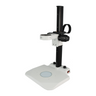 Microscope Track Stand, 83mm Fine Focus Rack, LED Bottom Light Base (Dimmable), SKU ST02041403, three quarter front view