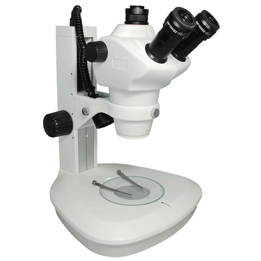 8X-50X Widefield Zoom Stereo Microscope, Trinocular, Track Stand (Track Length 300mm) LED Top and Bottom Light, Fan Shaped Base