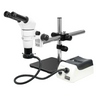 8-80X Halogen Light Boom Stand Binocular Parallel Zoom Stereo Microscope, SKU PZ02040425, three quarter front view